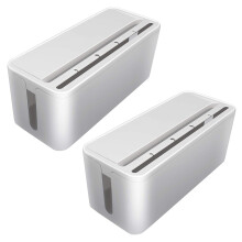 2X Cable Management Box, ABS Cable Organizer Cord Hider Box, Computer Power Lines, Route Cables, Under Desk Power Strip