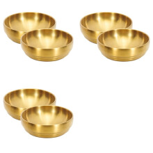 6Pcs 7.3In Gold Large Stainless Steel Soup Bowl, 35OZ Double Walled Sashimi Dish, Unbreakable Serving Bowl Rice Bowls