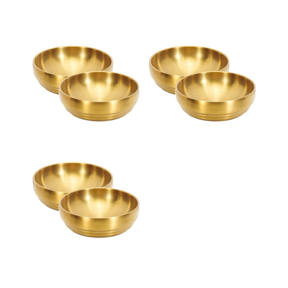 Semoic 6Pcs 7.3In Gold Large Stainless Steel Soup Bowl, 35Oz Double Walled Sashimi Dish, Unbreakable Serving Bowl Rice Bowls