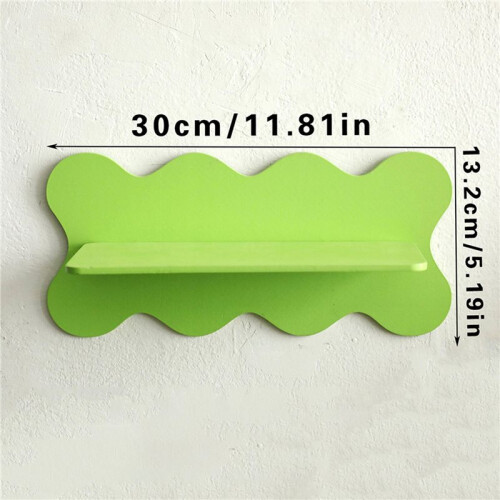 2X Wooden Wavy Storage Rack Wall Shelf Home Decoration Green