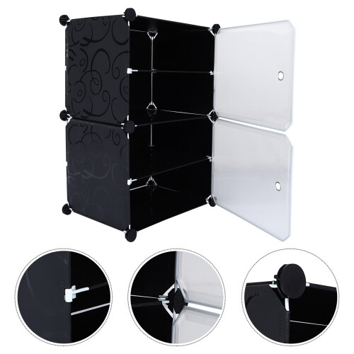 1Stk Multi-Layer Schuhregal Cube Closet, Schwarz, Robust, Für Zuhause 2