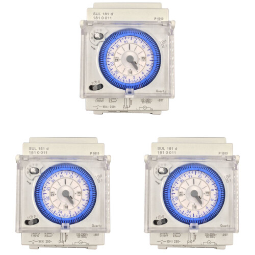 3X Analog Mechanical Timer  110V-220V 24 Hours Daily Programmable 15Min Setting   Relay SUL181D Hot