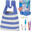 Blue and White Striped Tote Crochet Kit 1