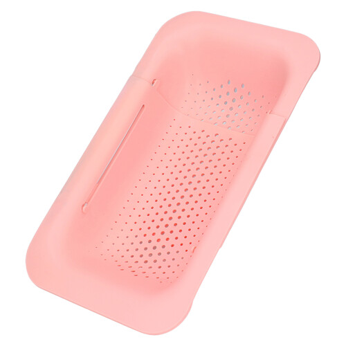 Strainer Basket ABS Material Telescopic Flexible Hollow Bottom Design Drain Colander Kitchen AccessoryPink 1