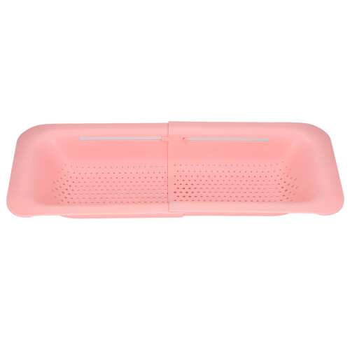 Strainer Basket ABS Material Telescopic Flexible Hollow Bottom Design Drain Colander Kitchen AccessoryPink 2