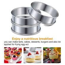64 Pcs 4.1 Inch Muffin Tart Rings Double Tart Ring Stainless Steel Round Ring Mold for Home Cooking Baking Tools