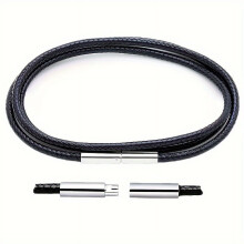 1mm-3mm Wax Cord Choker Necklace, Stainless Steel Clasp Thin 16"-32"Mens Necklace,18 Inches-3mm Wide-Black