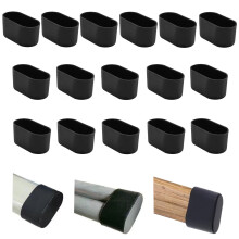 16Pcs Oval 15x30mm Black Silicone Chair Leg Caps, Floor Protectors Compatible with Hardwood Floors to Prevent Scratches & Noise