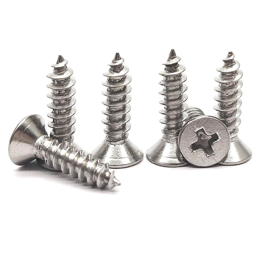 50Pcs M3x16mm Phillips Flat Head Self Tapping Screws, 304 Stainless Steel, Coarse Thread, Compatible With Sharp Point 9448483360203