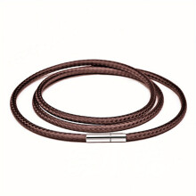 3mm Wax Cord Choker Necklace Stainless Steel Clasp Thin 16"-30" Mens Necklace,Coffee-28inch