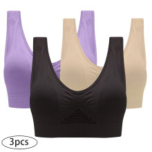 Dame Sports-bh Plus Size 3-pak Dame Sports-bh Uden Bøjle Fri Støtte Yoga Løbetrøjer