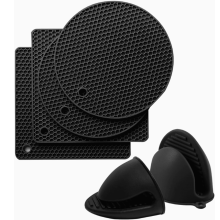 6-Pack Extra Thick Silicone Trivets, Heat Resistant Pot Holders & Oven Mitts, Nonslip Honeycomb Hot Pads – Compatible with Countertops
