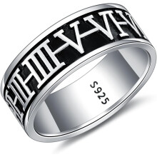 Ring met Romeins cijfer in 925 sterling zilver – 8 mm