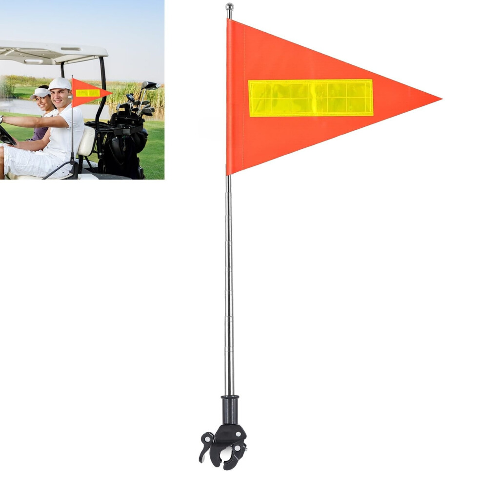 Reflective Golf Cart Flag 8.3X11.8", Telescopic Pole & Mount, High-Visibility Safety Flag For Wheelchairs & Carts Â Compatible With Golf Orange 9448483360517