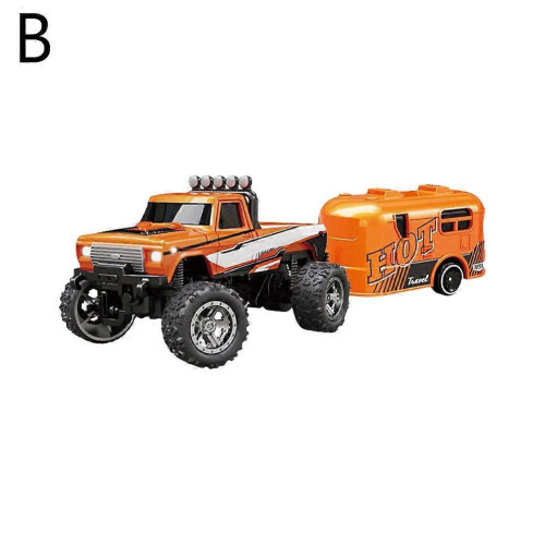 (Orange) Mini RC-Car LED Lights Off-road Car Mini Remote Control + Trailer Single Box