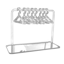 Transparent Acrylic Jewelry Display Rack with 8 Mini Hangers - Earring, Bracelet, Choker Organizer Stand for Home Decor & Retail Display