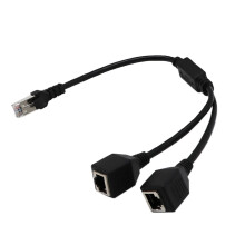 Cablu adaptor de internet RJ45 mascul la 2 femele, splitter de internet de uz casnic din cupru, 2-în-1, plug and play, pentru acasă