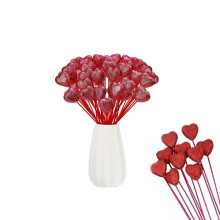 Hjertepinde, 1,6x8,7 tommer glitterrøde hjerteskum dekorative pinde til Valentinsdag, bærbare glitrende blomsterpinde til bryllup, festhåndværk