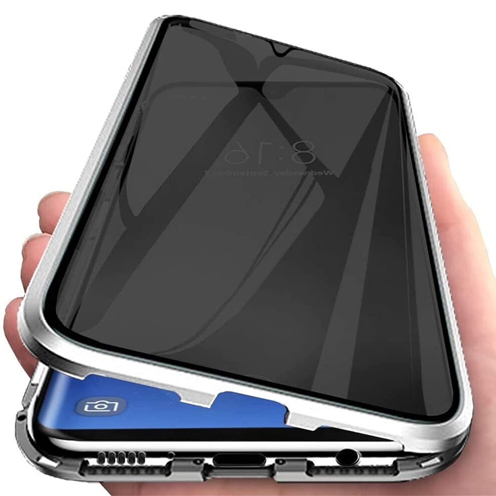 Magnetic Privacy Case For Samsung Galaxy S22 Ultra Â Double-Sided Tempered Glass, Metal Bumper, Anti-Peeping, Silver 9028731715728