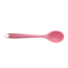 Silicone Dinner Spoon, 8.03", Pink, Ergonomic & Soft, Transparent Surround Design, Multi-purpose for Soup/Rice/Porridge – Compatible with Kitchen &