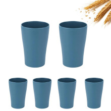 Wheat Straw Glasses,6Pcs Reusable Dishwasher Safe Water Glasses for Kitchen,QZS Reusable Plastic Cups for Kitchen,Outdoor,Home,13.5OZ