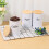 Coffee Tea Sugar Container Set - White Iron Kitchen Canister Set with Bamboo Lids (3 Pieces) 1