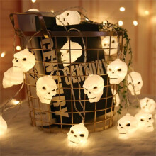 Halloween Skull LED String Lights, USB Powered, Indoor/Outdoor Decor, Energy Efficient – Compatible with USB Power