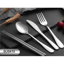 8Pcs Set Dinnerware Portable Stainless Steel Spoon Fork Steak Knife Set Travel Cutlery Tableware with Bag Green