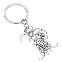 Cowgirl Hat Keychain with Cowboy Boots Pendant