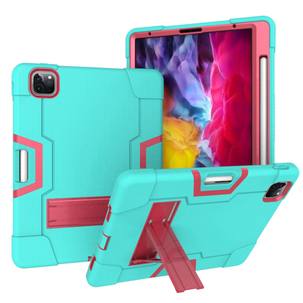 Shockproof Case Compatible With Ipad Pro 11" 2Nd Gen (2020), Rugged 3-Layer Protection W/ Kickstand, Mint+Rose 9028731634722