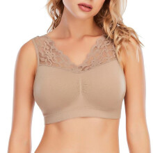 Women's Sexy Lace Wireless Bra,Workout Crop Padded Bralette Underwear,Plus Size