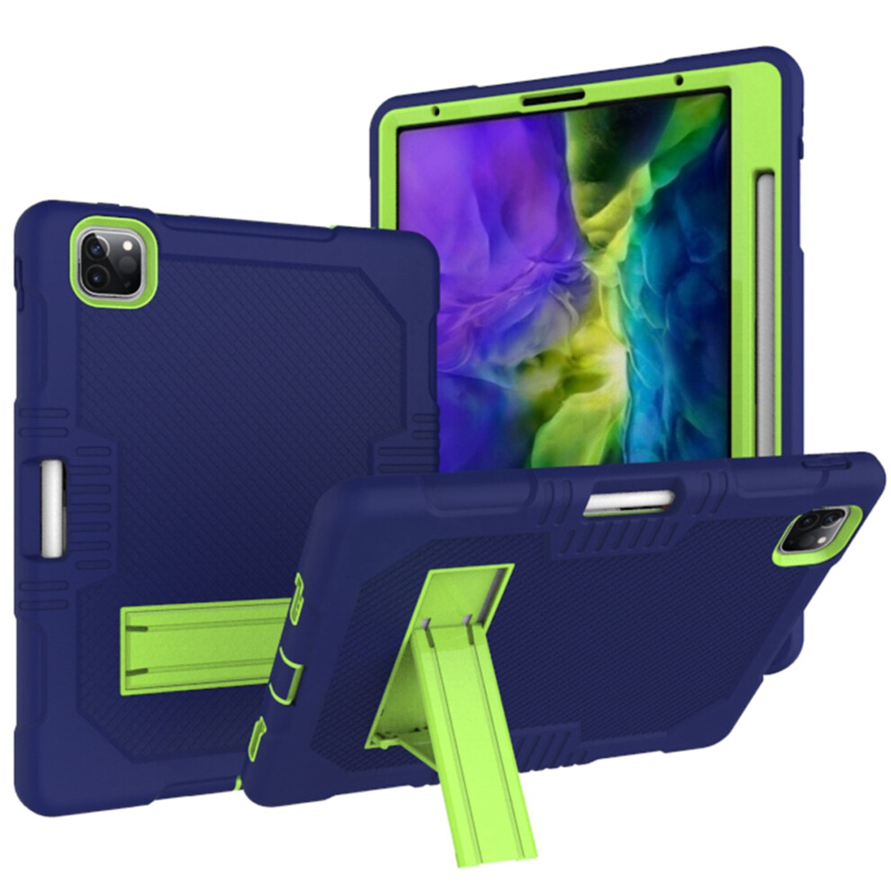 Compatible With Ipad Pro 11 Inch 2Nd Gen 2020 Case Â Rugged Drop-Proof With Pencil Holder, Kickstand, Navy+ Green 9028731635361
