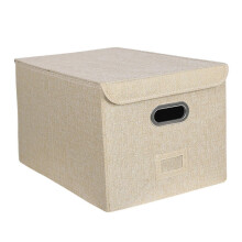 (Medium, Khaki) KINCJON Linen Fabric Storage Bin With Lid Clothes Storage Containers For Home Bedroom Closet Office