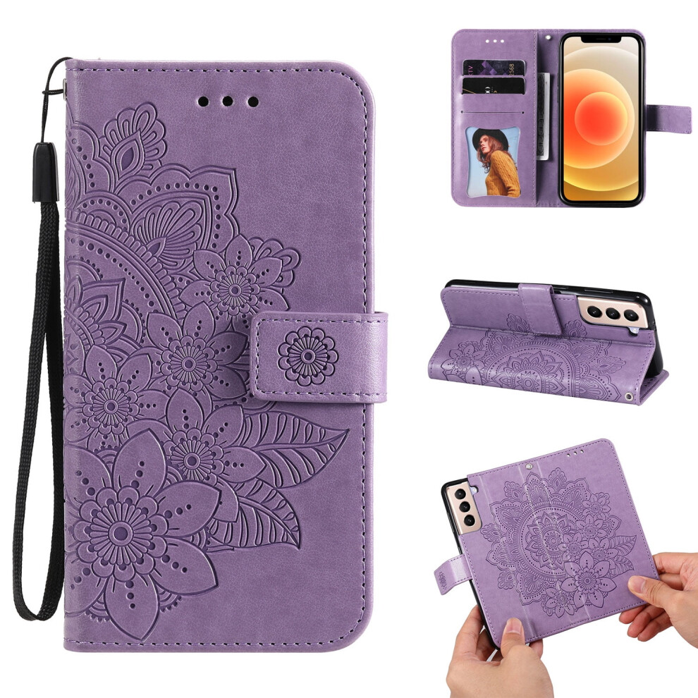 Galaxy S21 Wallet Case Compatible With Samsung Galaxy S21 5G (6.2", 2021), Floral Pu Leather Shockproof Flip Stand With Card Slots & Wristlet Â 9028731635507