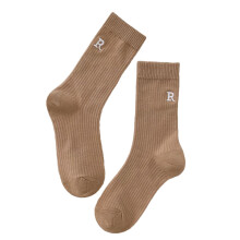 Ladies Letter R Embroidered Socks Candy Color Socks Solid Color Long Socks Pile Pile Socks