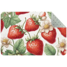 Red Strawberry Berry Seamless Pattern Small Area Rug, Non-Slip Door Mat Indoor Floor Mat, Washable Kitchen Rug Entrance DMat for Bedroom Living Room