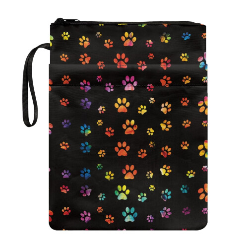 Paw Print Book Cover Sleeve – Polyester Zip Pouch