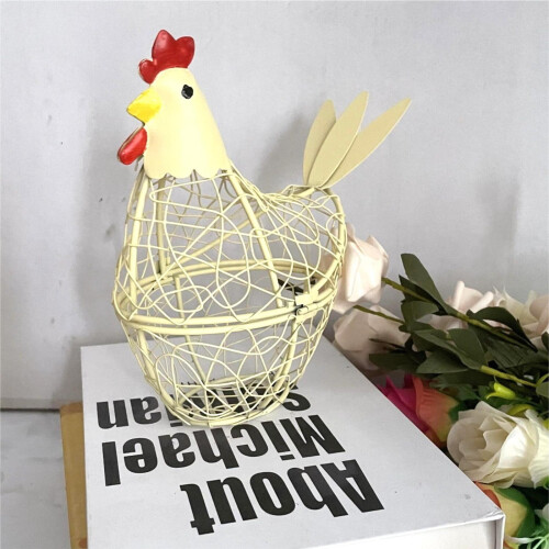 XiYing Iron Kitchen Egg Basket with Locking Lid, Mesh Storage Container for Eggs Garlic Ginger, Rustic Home Decor, Restaurant Buffet Use, 1-Pack