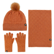 Winter-Set für Paare: Warme Wintermütze, Schal, Handschuhe, dreiteilig, kariert, Strickmütze