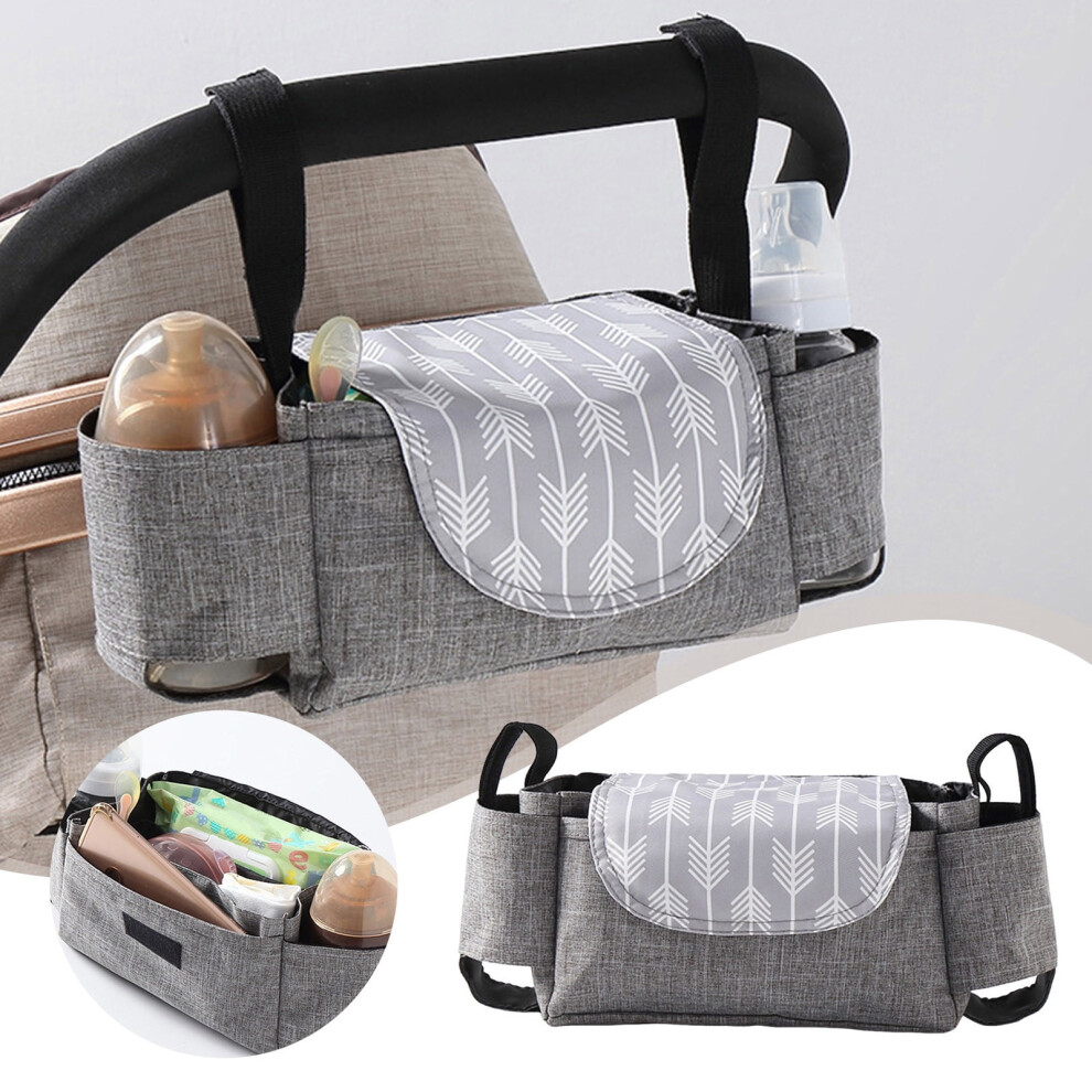 Universal Stroller Organizer Car Bag Pouch Wheelchair Storage Tote Attachment with Cup Holder Feeding Bottle Polyester Home Textile Storage