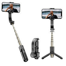 Gimbal stabilizátor, kihúzható vezeték nélküli szelfibot és állvány, multifunkciós távirányító, 360-os automatikus forgatás