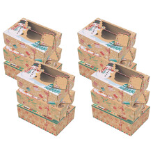 12 Pcs Christmas Cookie Boxes With Window, Holiday Food Bakery Treat Boxes Christmas Kraft Gift Boxes With DIY Gift Tags
