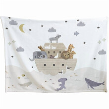 Noah's Ark Kids Blanket, 40x50" Multi-Color Animal Boat Design Flannel Fleece Throw – Soft, Lightweight, All-Season