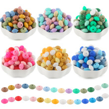 Silicone Lentil Beads 300pcs, 12mm, 23 Assorted Colors – Bulk Abacus Spacer Beads for DIY Jewelry, Keychains, Bracelets, Beadable Pens & Crafts