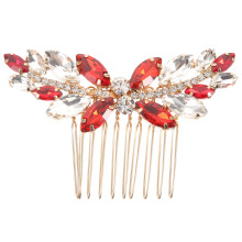 Rhinestone Hair Clip Red Elegant Bridal Wedding Hair Accessory 1Pcs 3x1.6in