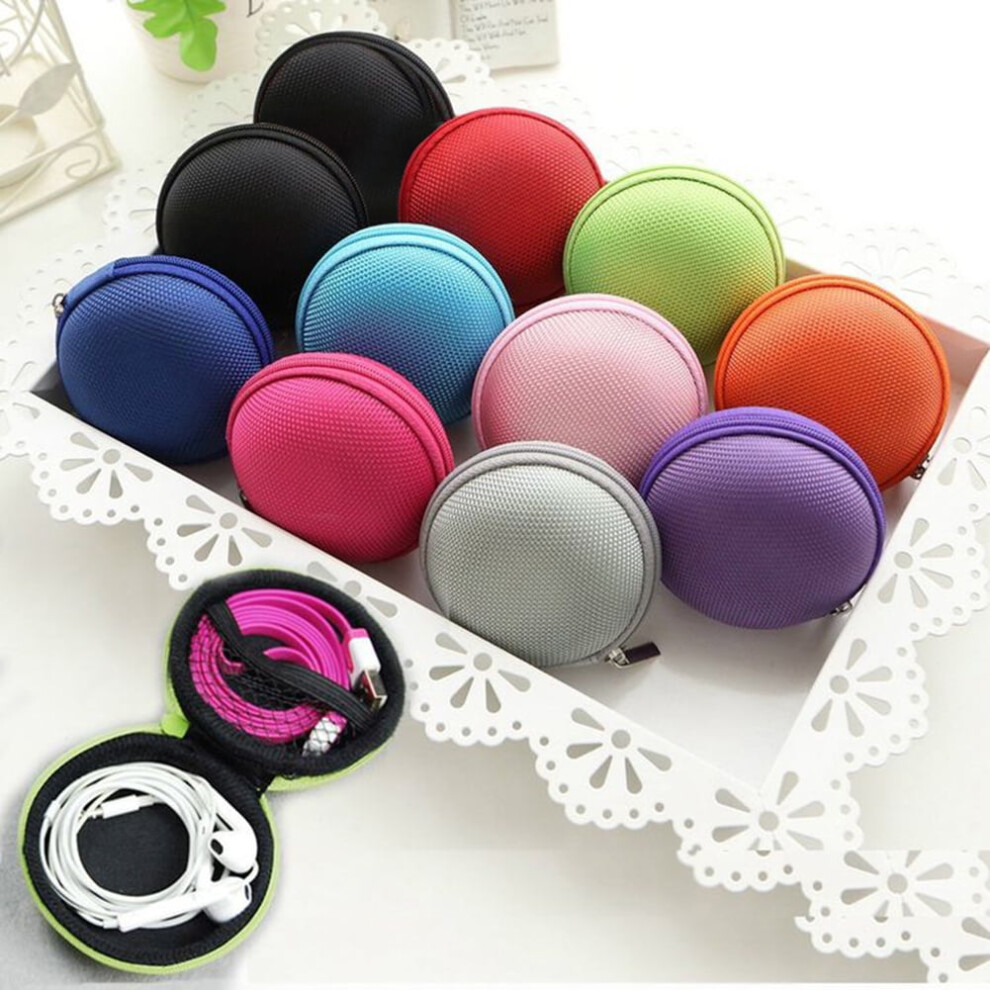 High Hardness Round Zipper Earphone Coin Purse Storage Bag Case Organizer Pouch, Orange 9028731910444
