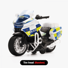 Moto giocattolo a retrocarica per bambini, scala 1:14, moto della polizia con musica e luci, ideale come piccolo regalo di compleanno (bianco).