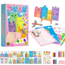 Kit de arte para rascar arcoíris DIY de 20 piezas para fiestas, kit de pintura infantil con espátula, kit de pintura de puntos arcoíris, set de