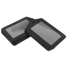 10 fundas para tarjetas de identificación, color negro, de PU, reutilizables, para credenciales de conferencias y amigos.
