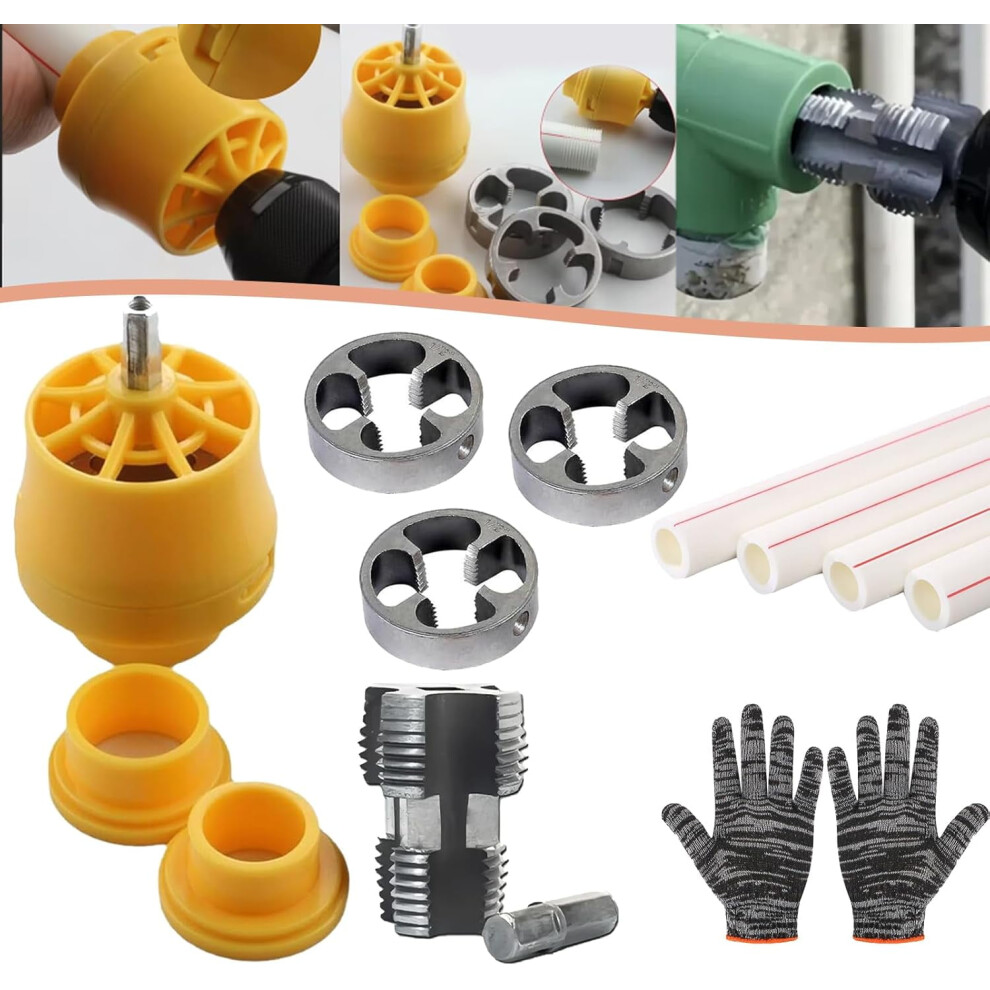 Electric Drill Compatible Pvc Pipe Threader Kit With 3 Dies (1/2", 3/4", 1") 9028731911854